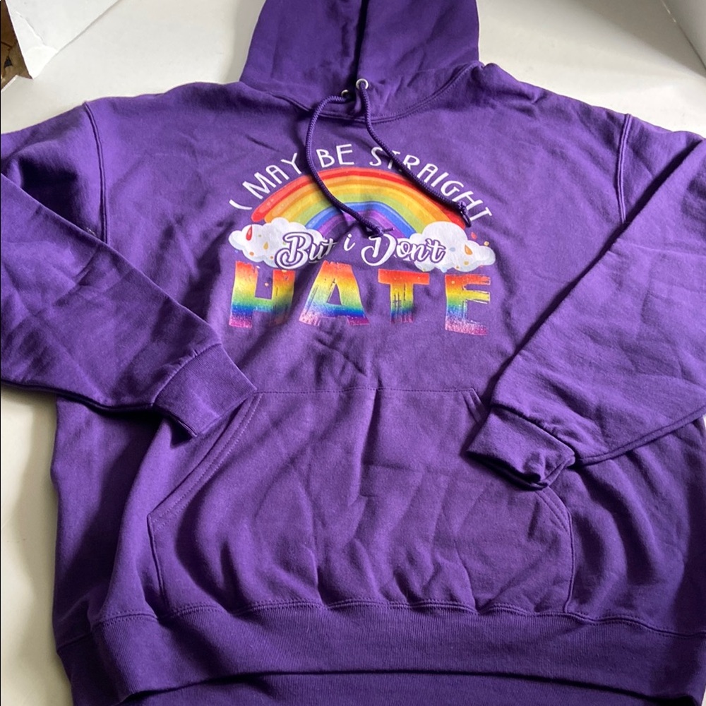 Purple Heavy Weight “I May Be Straight But I Don’t Hate” NuBlend Hoodie Unisex